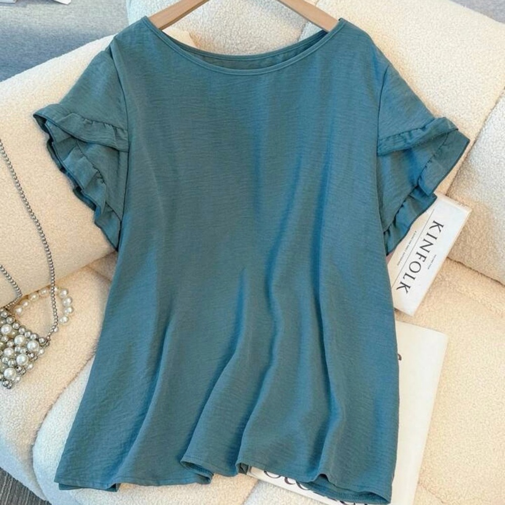 Folk Blue Short Sleeve Top